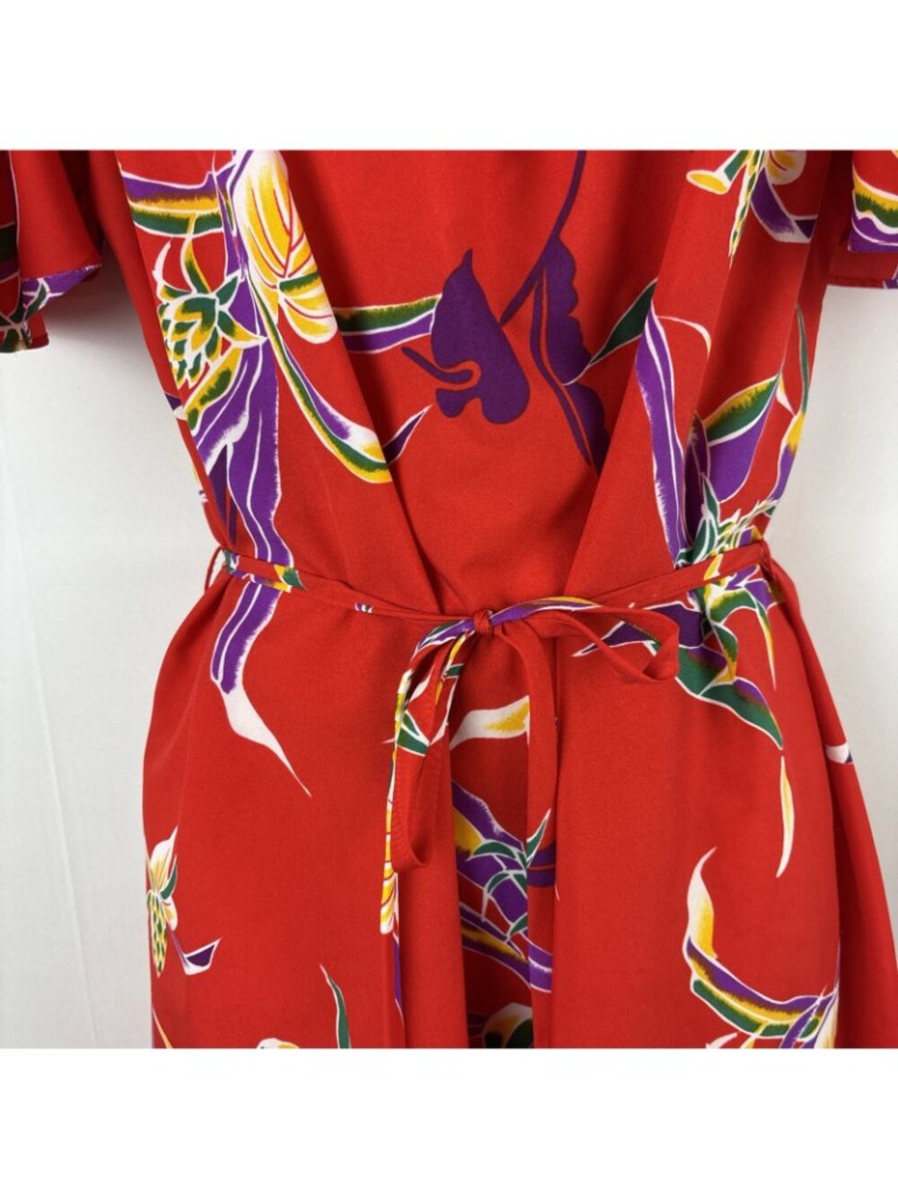 VTG Hilo Hattie Hawaiian Maxi Muumuu Dress Cotton Tulip Sleeves Beach Cruise L - Picture 5 of 6